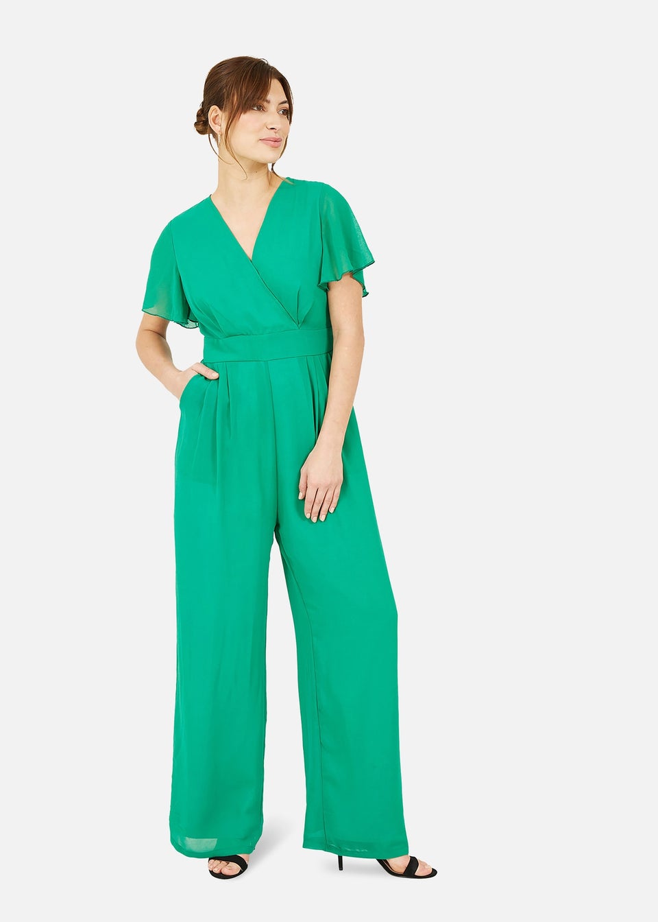 Yumi Green Jumpsuit With Angel Sleeves