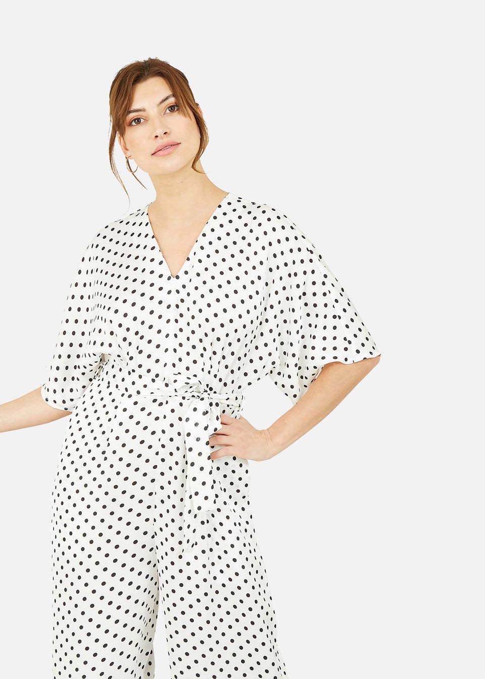 Yumi White And Black Polka Dot Jumpsuit Matalan