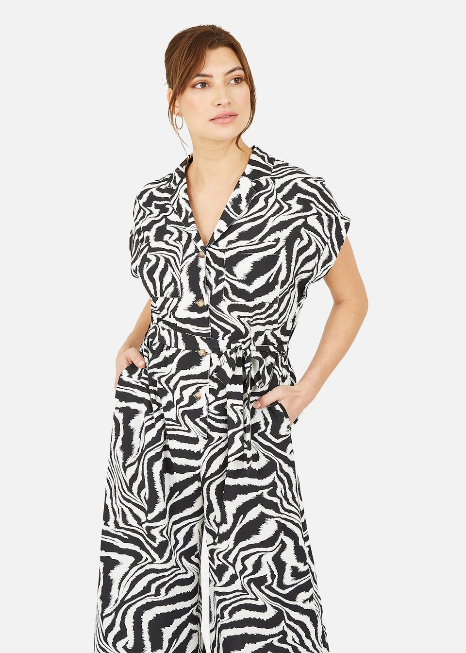 Yumi Black Zebra Print Jumpsuit