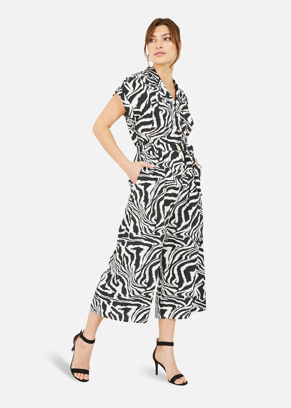 Yumi Black Zebra Print Jumpsuit