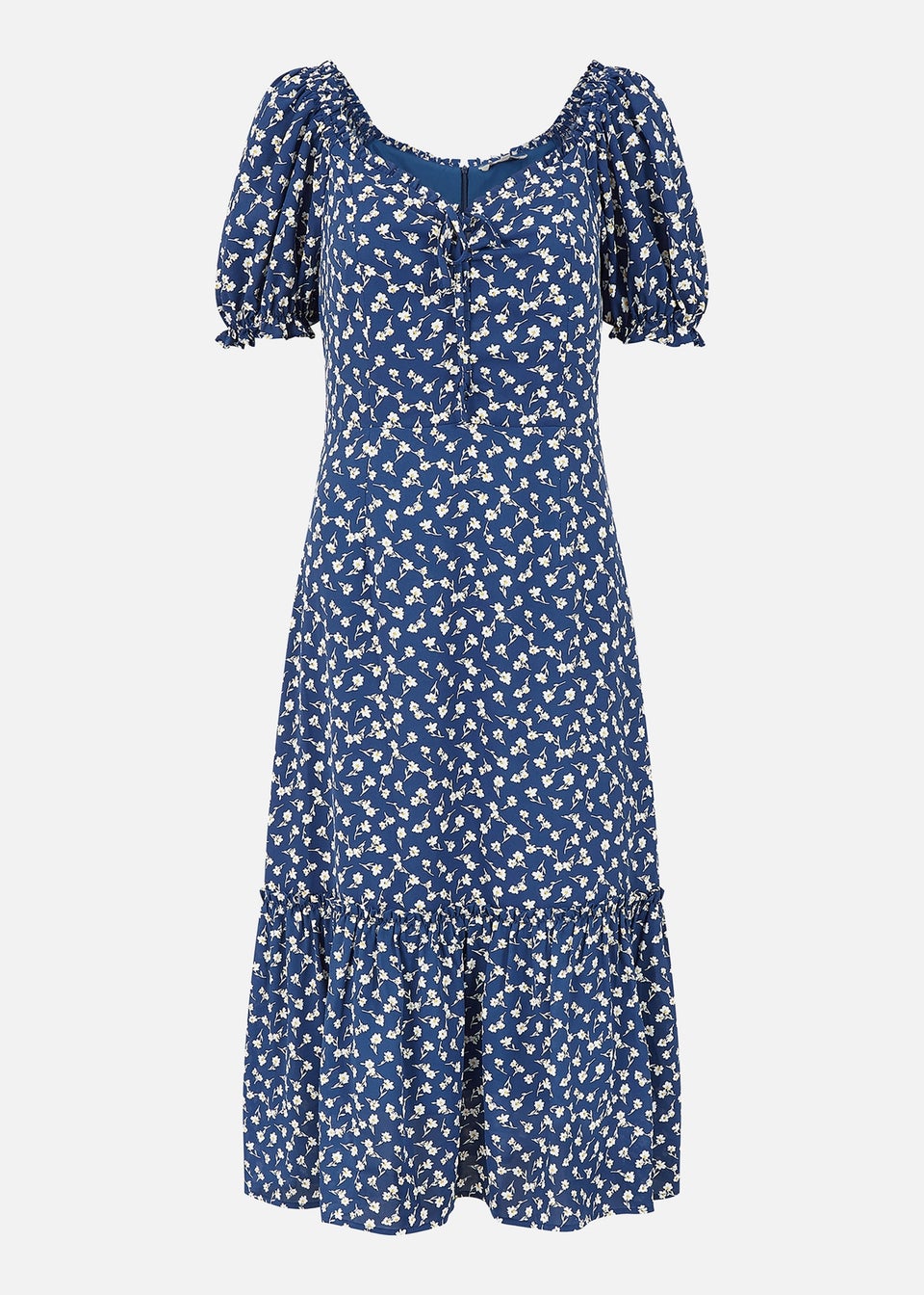 Yumi Navy Ditsy Print Gypsy Midi Dress