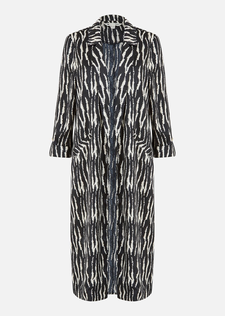 Yumi Black Zebra Print Satin Long Kimono