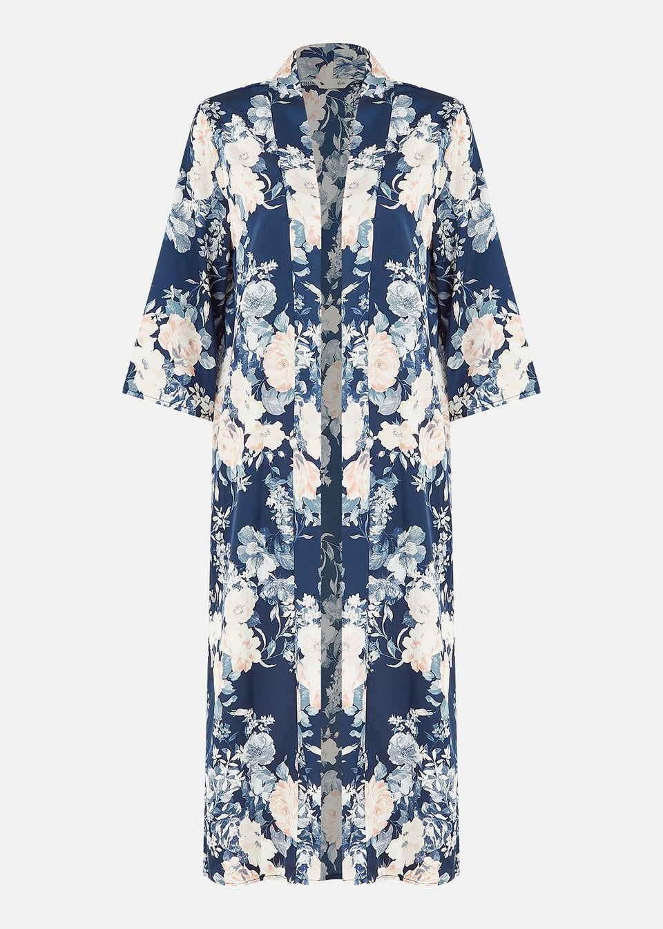 Yumi Navy Floral Satin Kimono