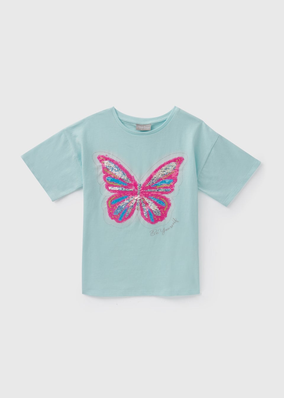 Girls Blue Butterfly T-Shirt (7-13yrs)