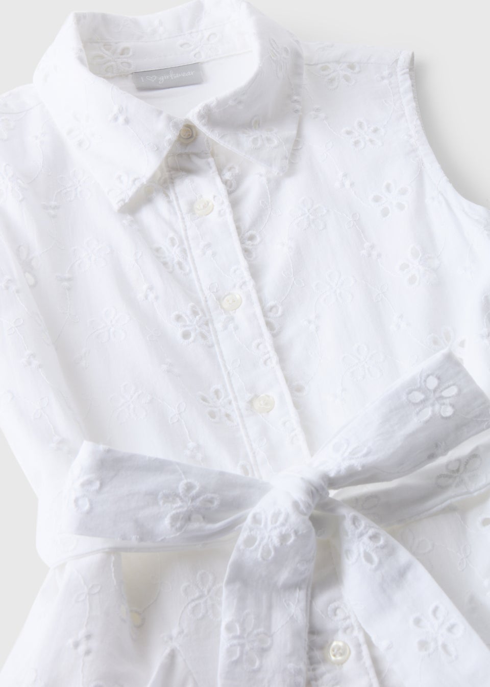 Girls White Schiffley Shirt Dress (7-13yrs)