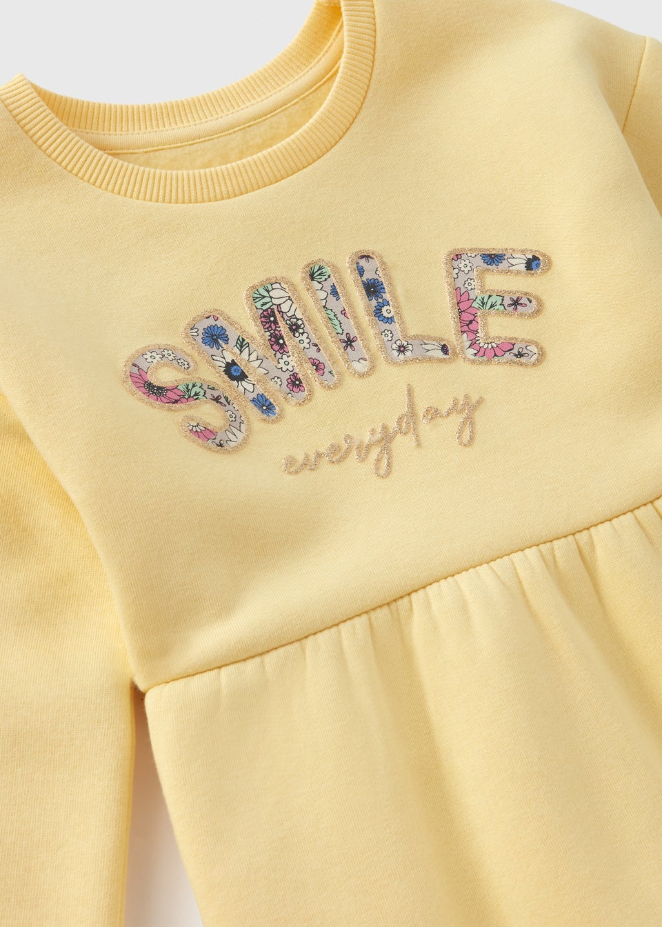 Girls Yellow Smile Everyday Sweat Dress (1-7yrs)