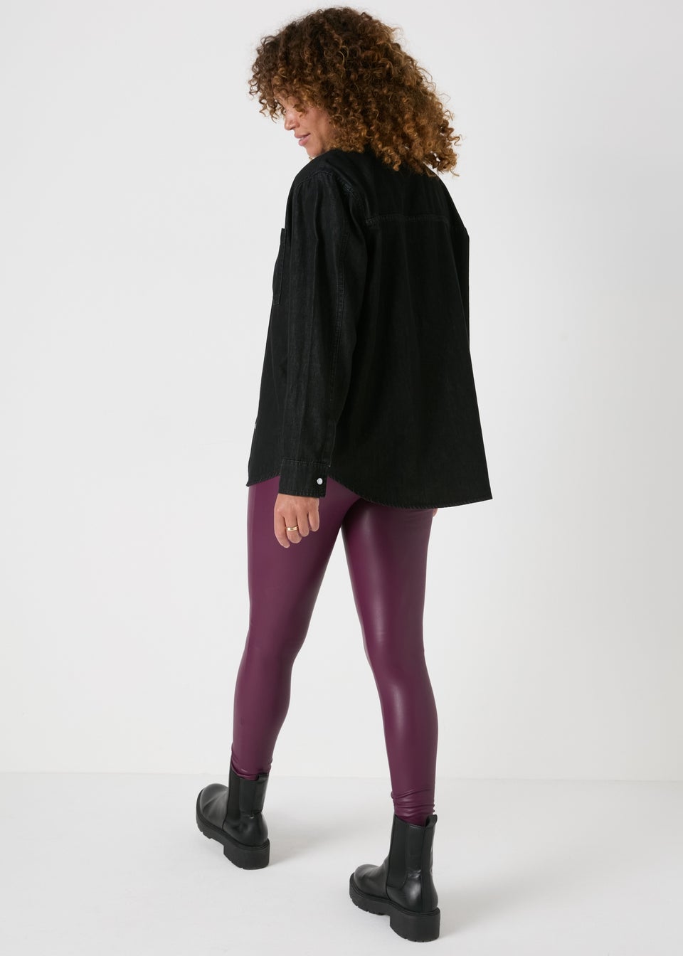 Burgundy Leather Look Leggings Matalan