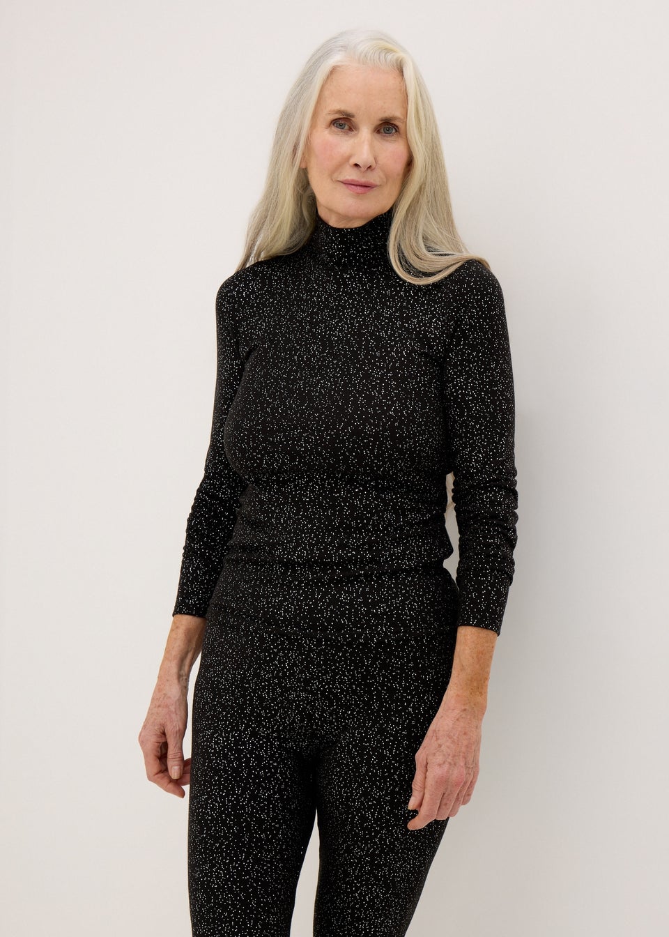 Black Thermal Polo Neck Top