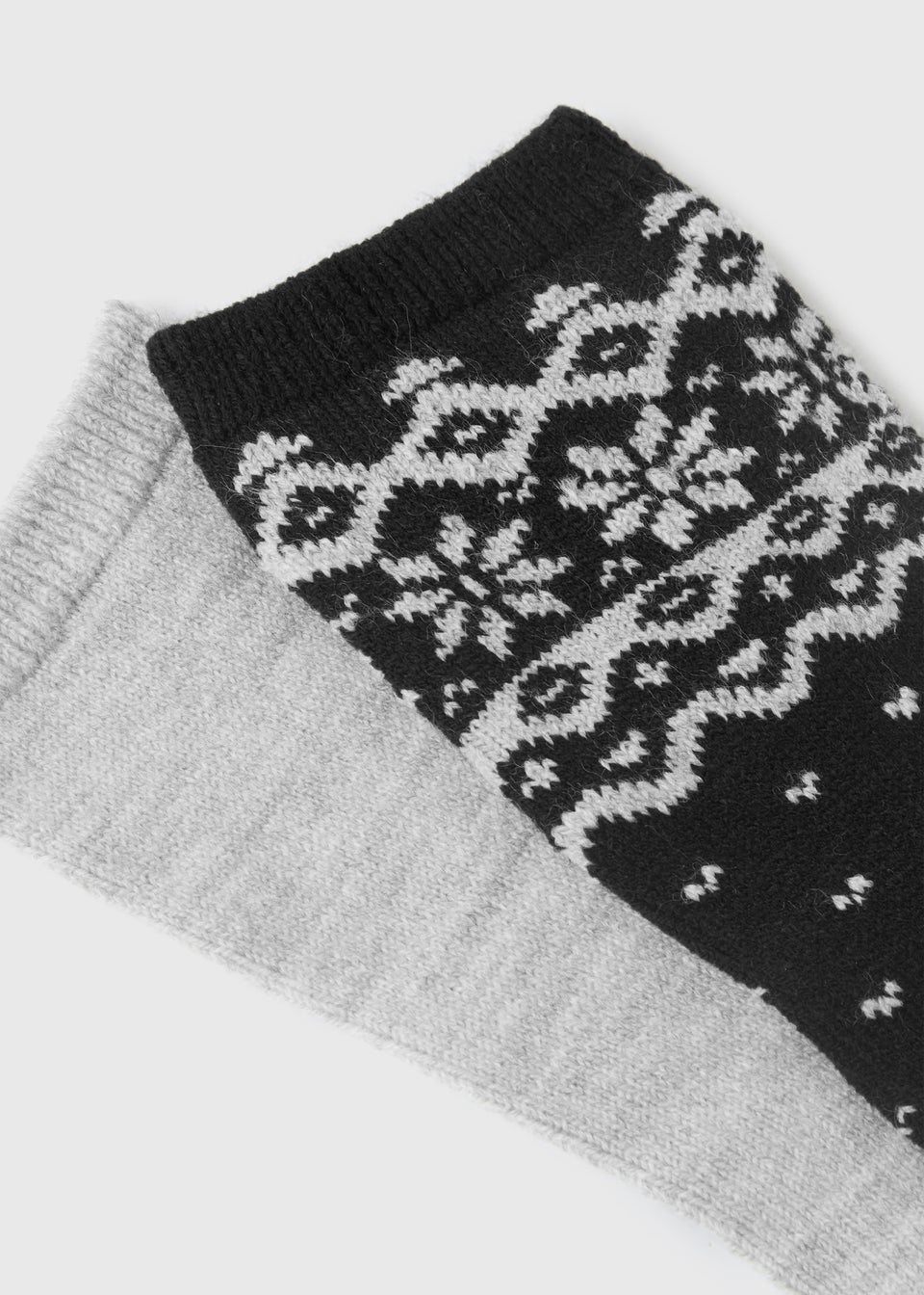 2 Pack Black Thermal Fairisle Socks