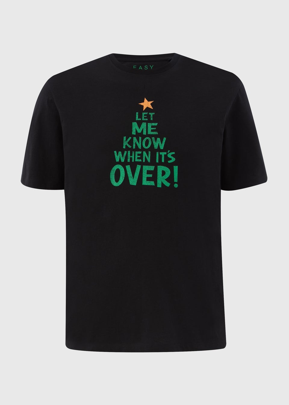 Black Christmas Tree Slogan T Shirt Matalan