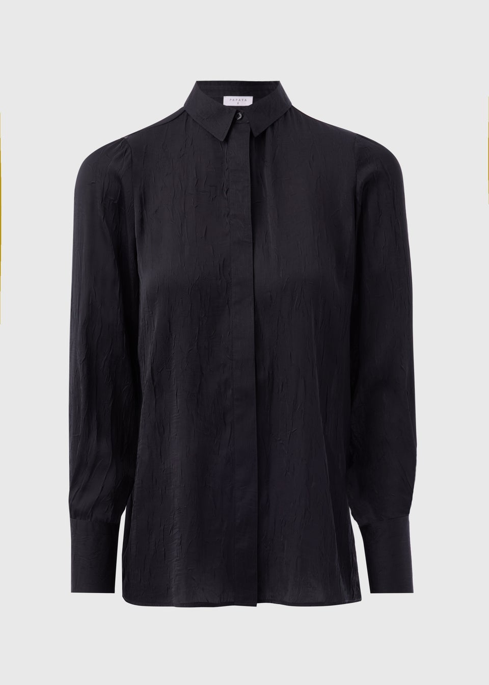 Black Crinkle Satin Shirt