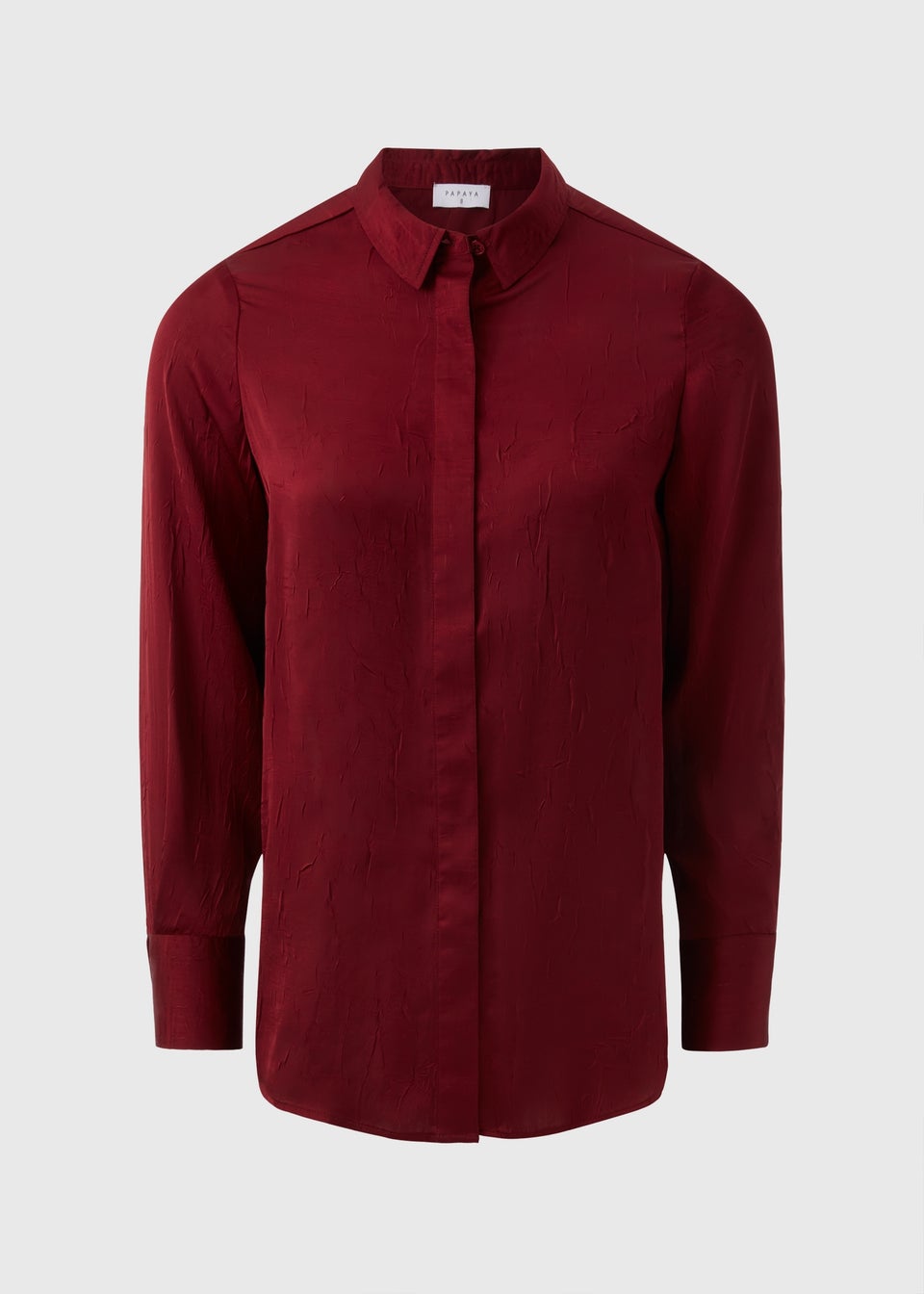 Burgundy Crinkle Satin Shirt