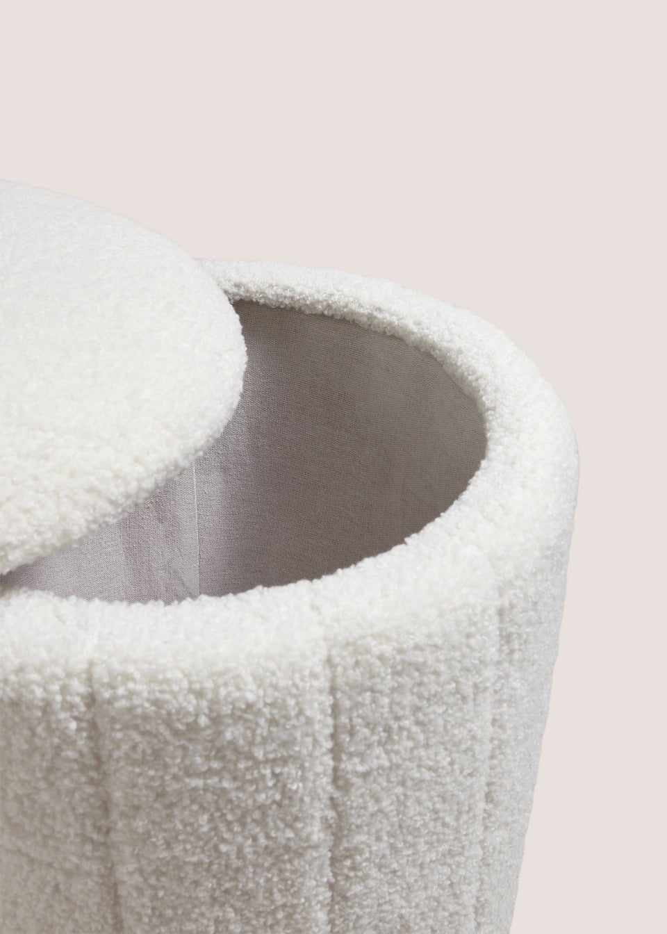 Cream Teddy Ribbed Pouffe