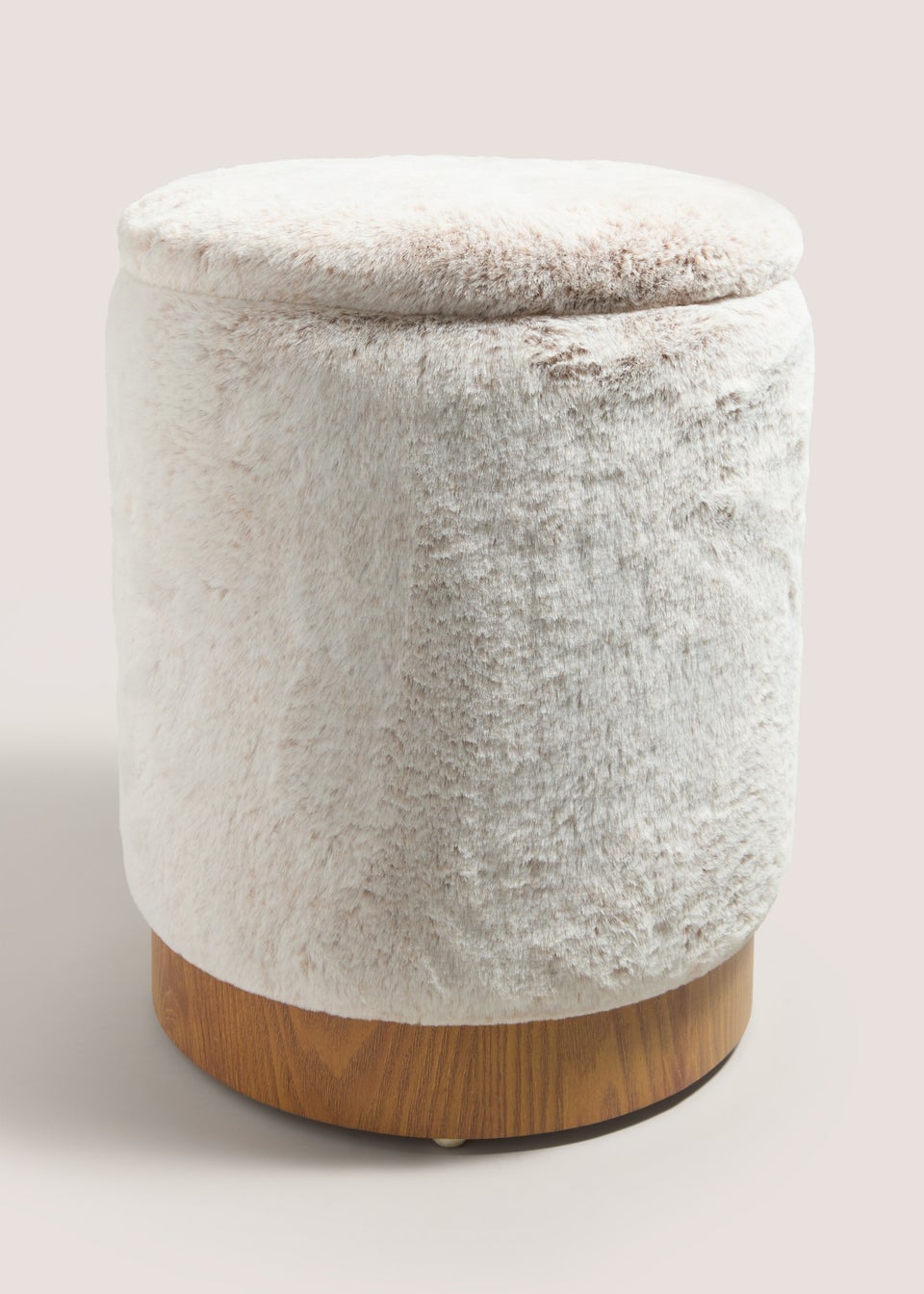 Cream Faux Fur Storage Pouffe