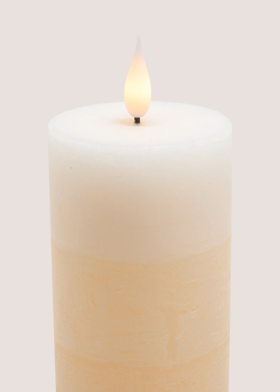 Beige LED Pillar Candle (7.5cm x 18cm)