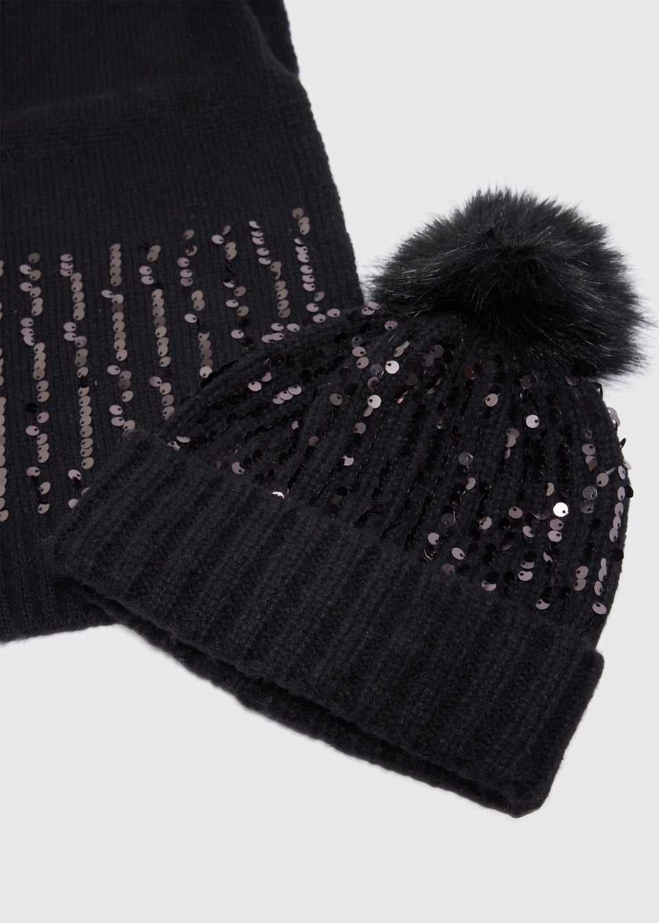 2 Piece Black Hat Scarf Gift Set Matalan