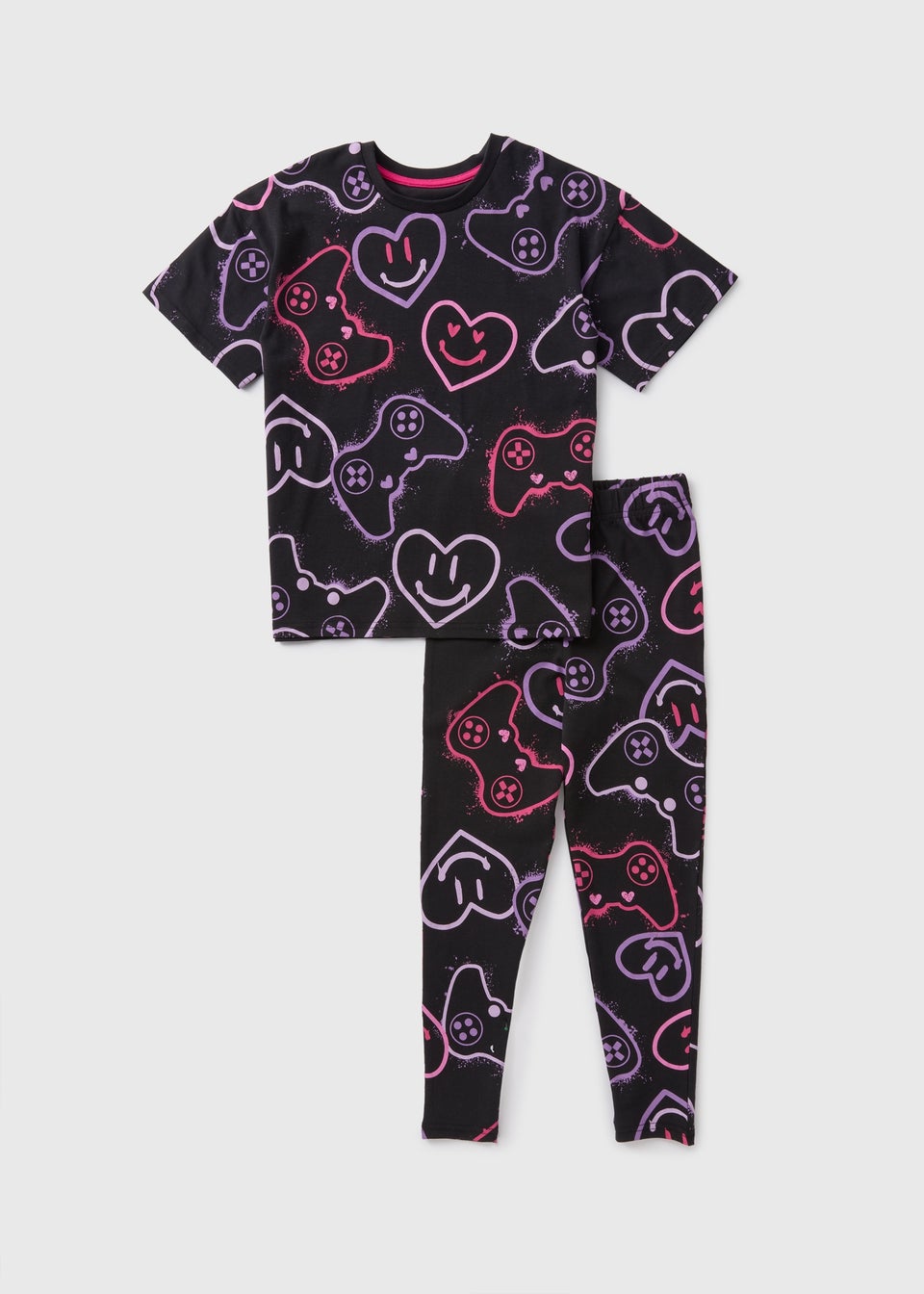 Girls Navy Gamer Pyjama Set 7 13yrs