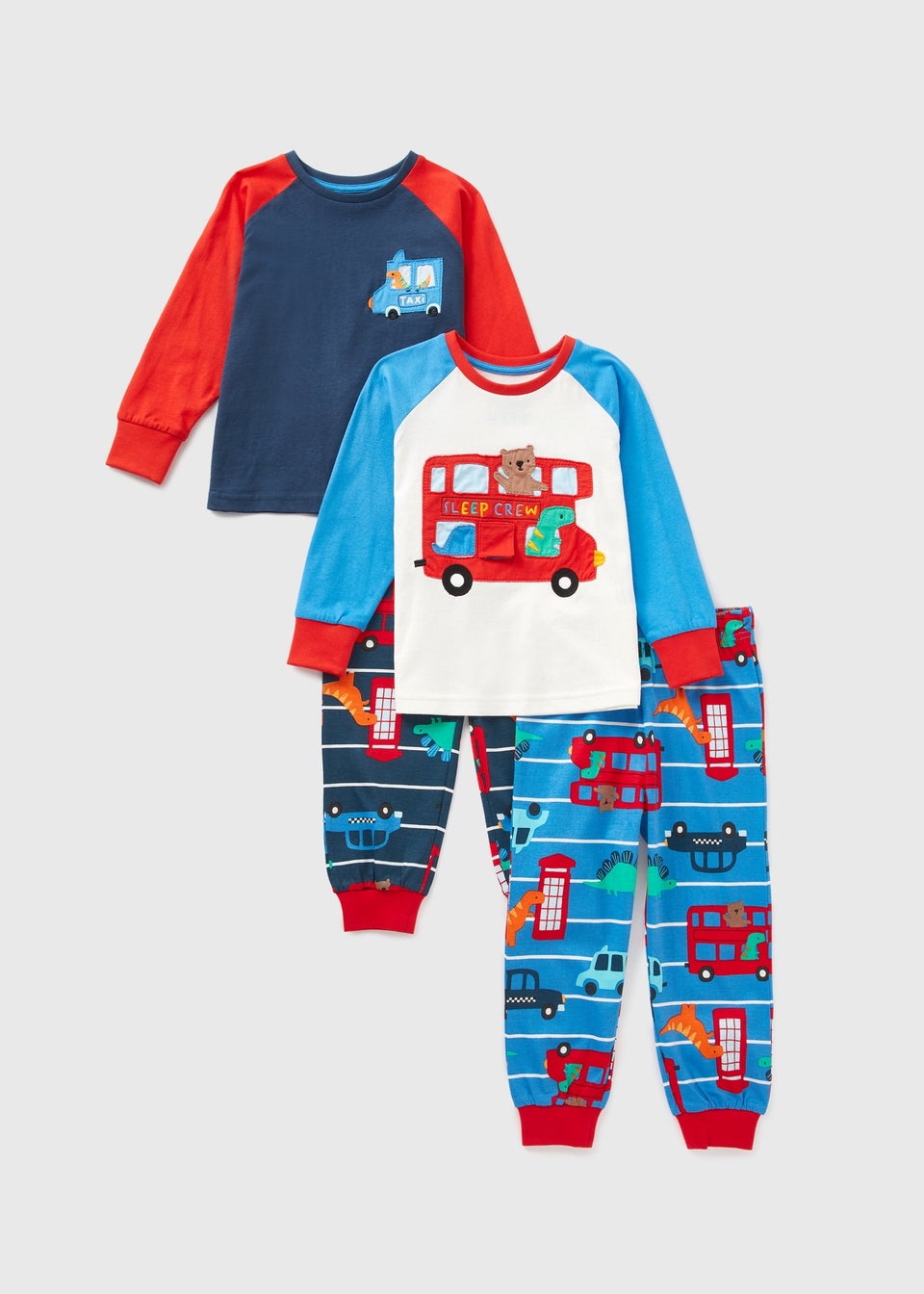 2 Pack Boys Transport Pyjama Sets (1-7yrs)