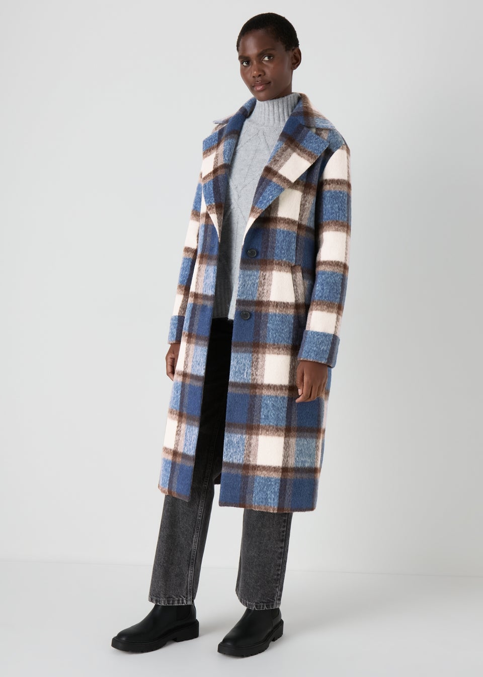 Blue Check Coat Matalan