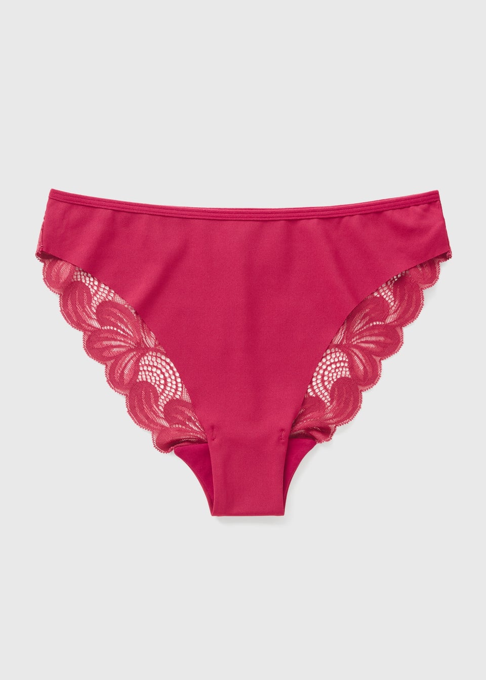Burgundy Lace Detail High Leg Knickers