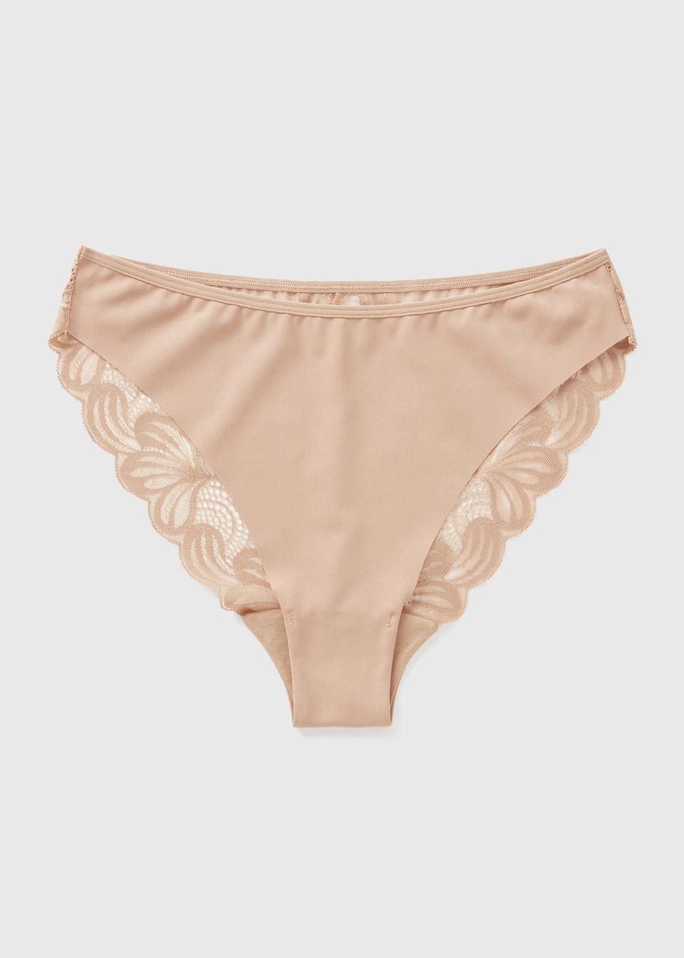Nude Lace Detail High Leg Knickers