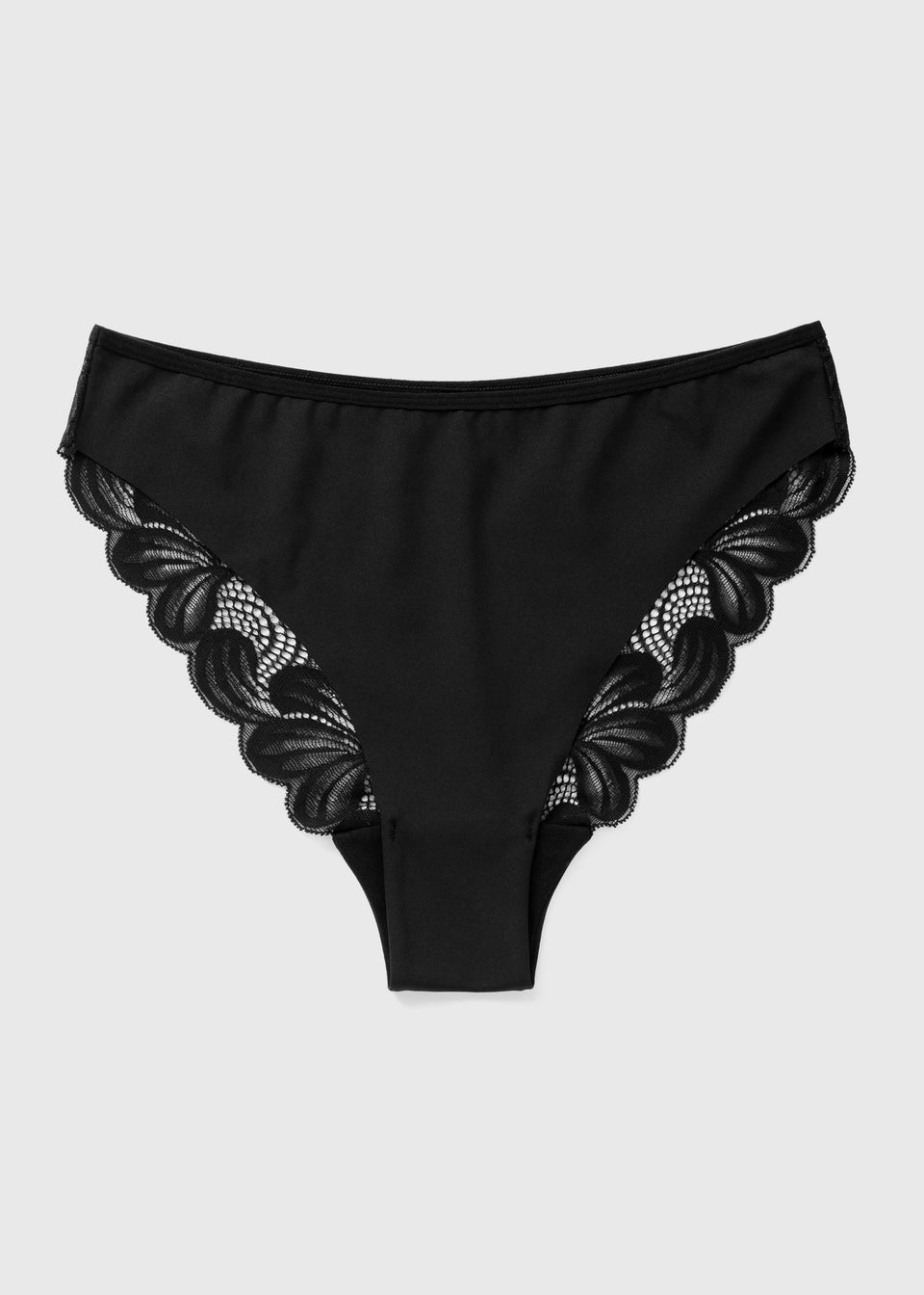 Black Lace Detail High Leg Knickers