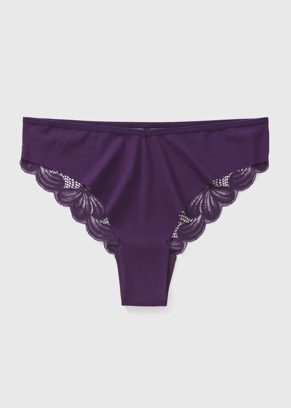Purple Lace Detail Brazilian Knickers