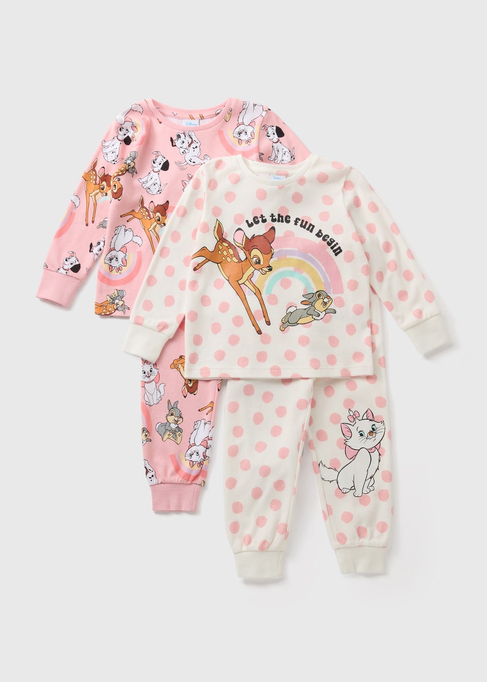 Disney Classics 2 Pack Girls Pink Pyjama Sets (1-7yrs)