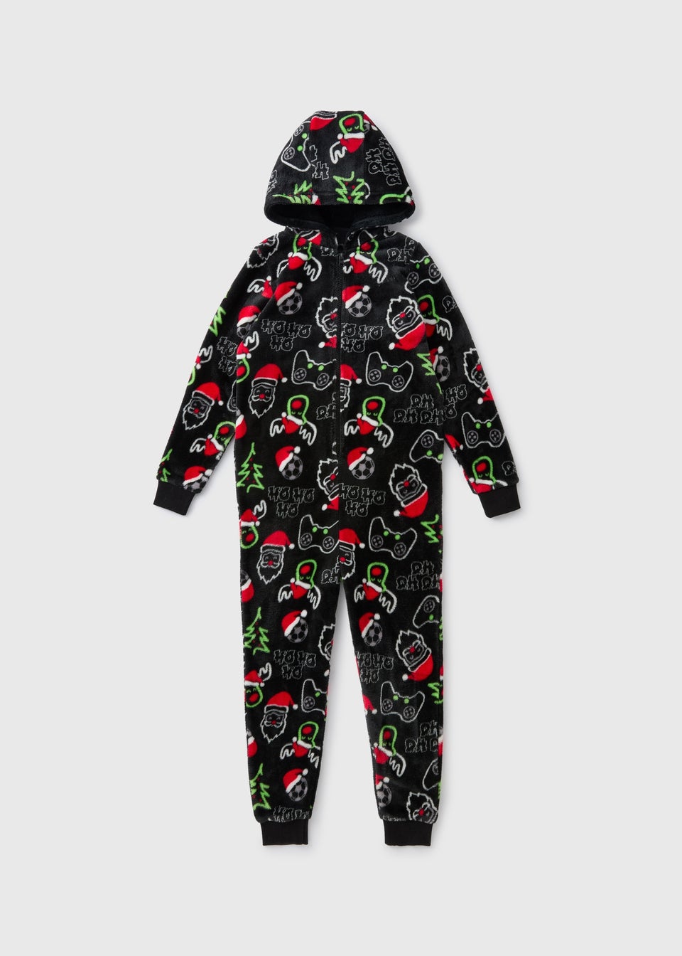 Boys Black Christmas Gaming Onesie 7 13yrs