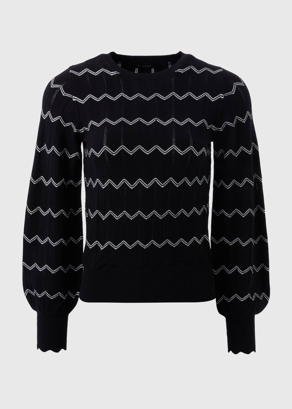 Black Pointelle Stripe Jumper