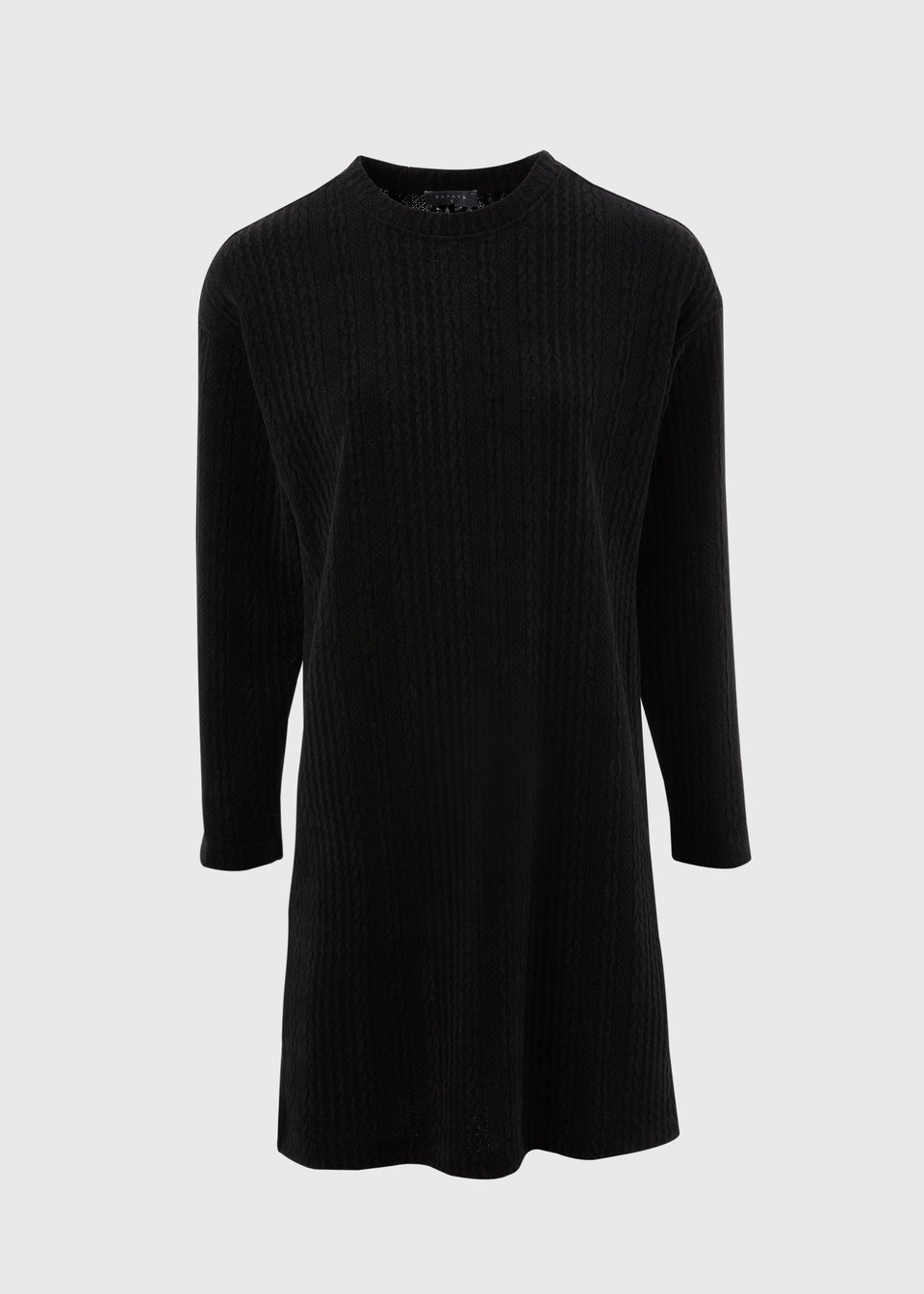 Black Cable Knit Mini Dress