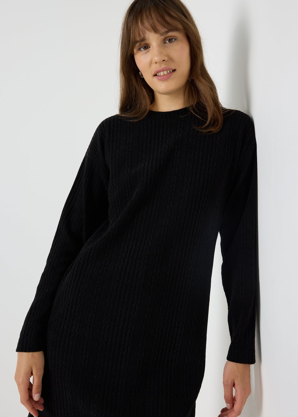 Black cable knit dress sales