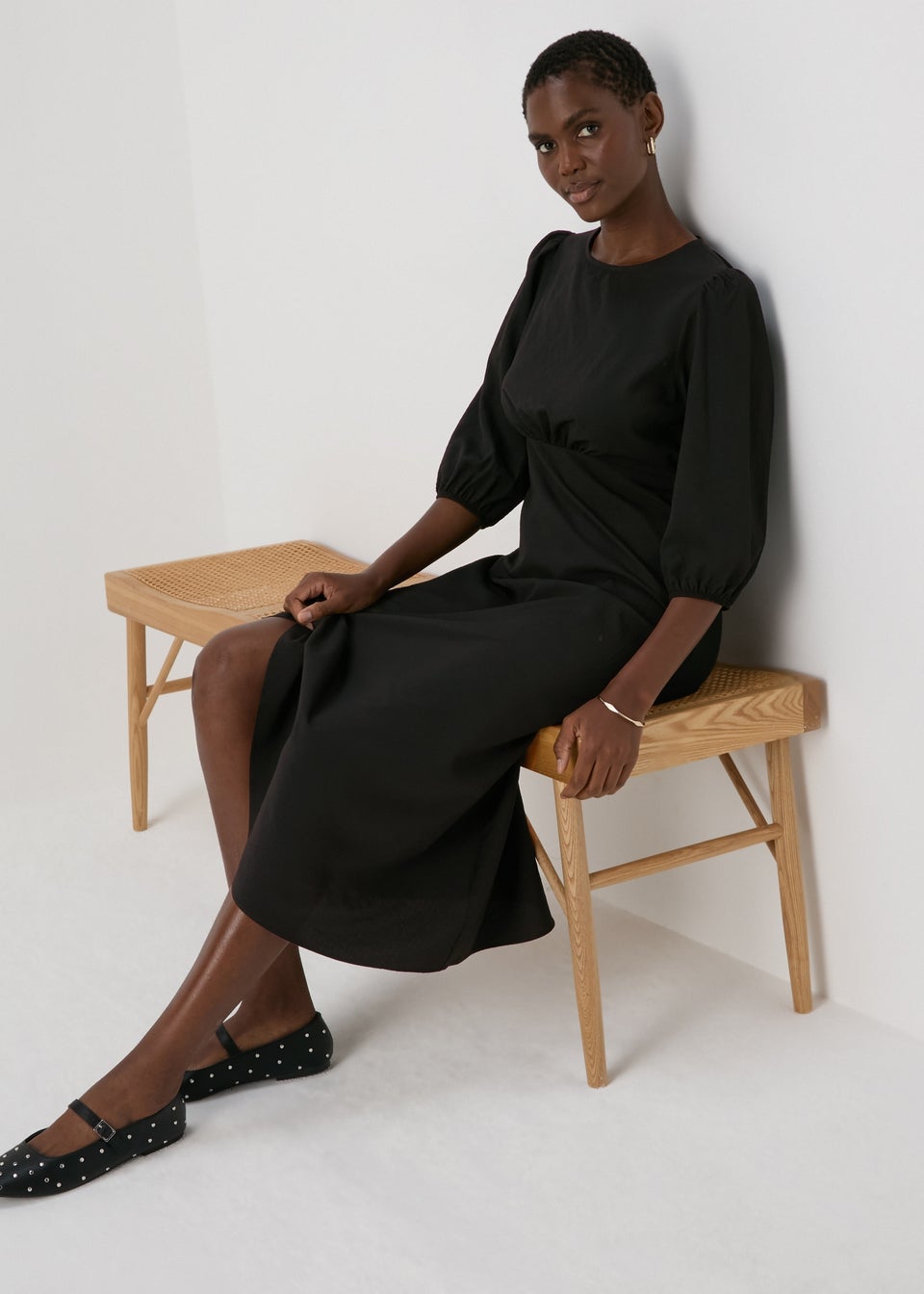Black midi tea dress store