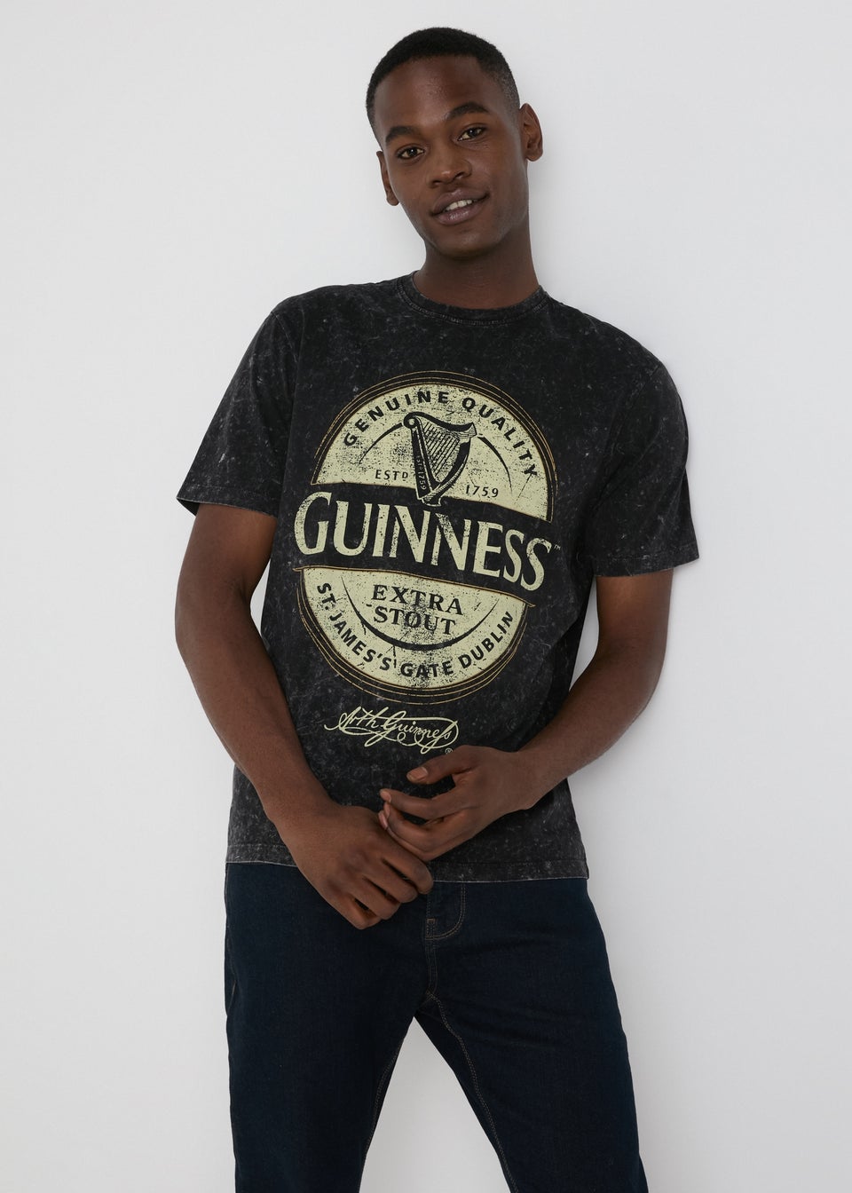 Guinness Black Washed T Shirt Matalan