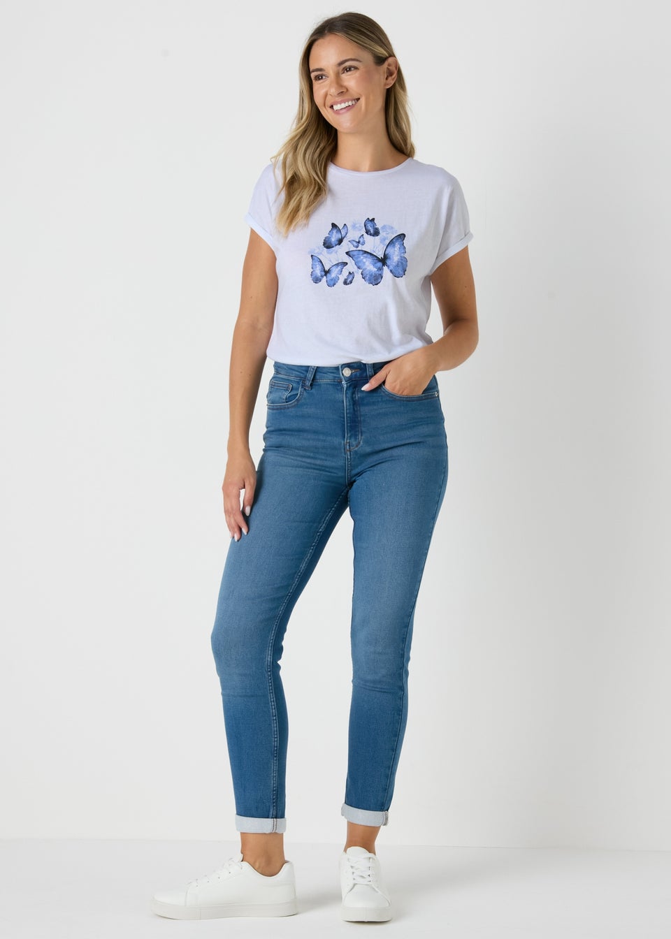 White Butterfly Graphic T-Shirt
