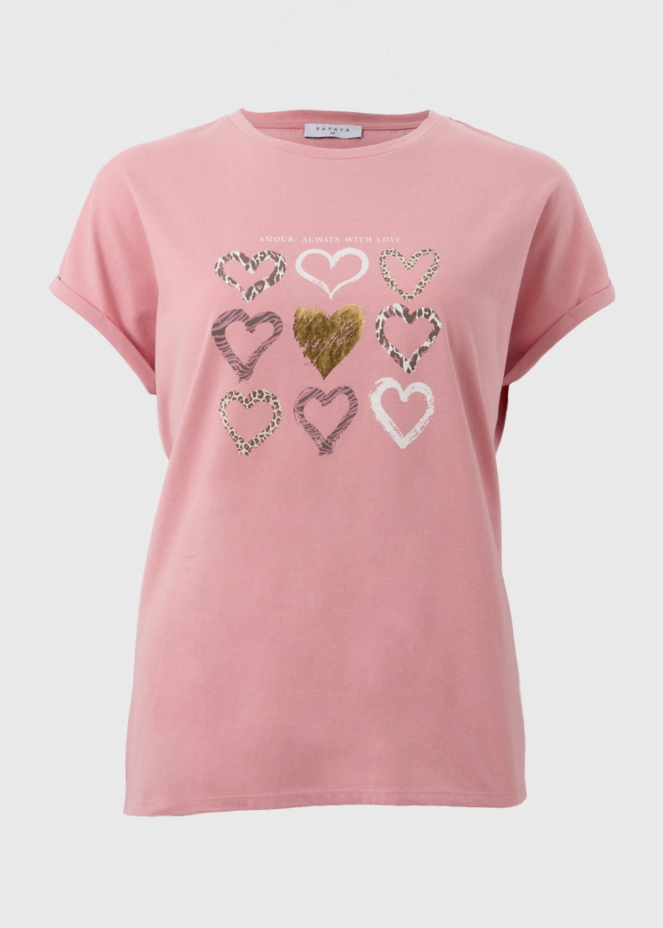 Pink Heart Graphic T Shirt