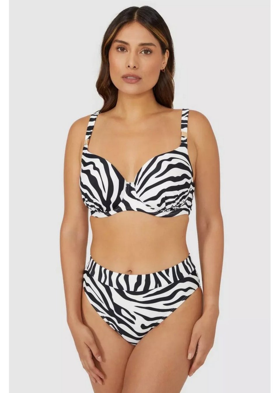 Gorgeous White/Black Zebra Print Mid Rise Bikini Bottoms