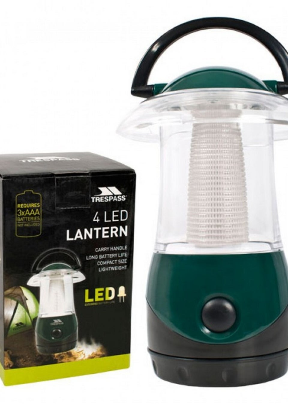 Trespass Dark Green Embers 4 LED Battery Lightweight Lantern