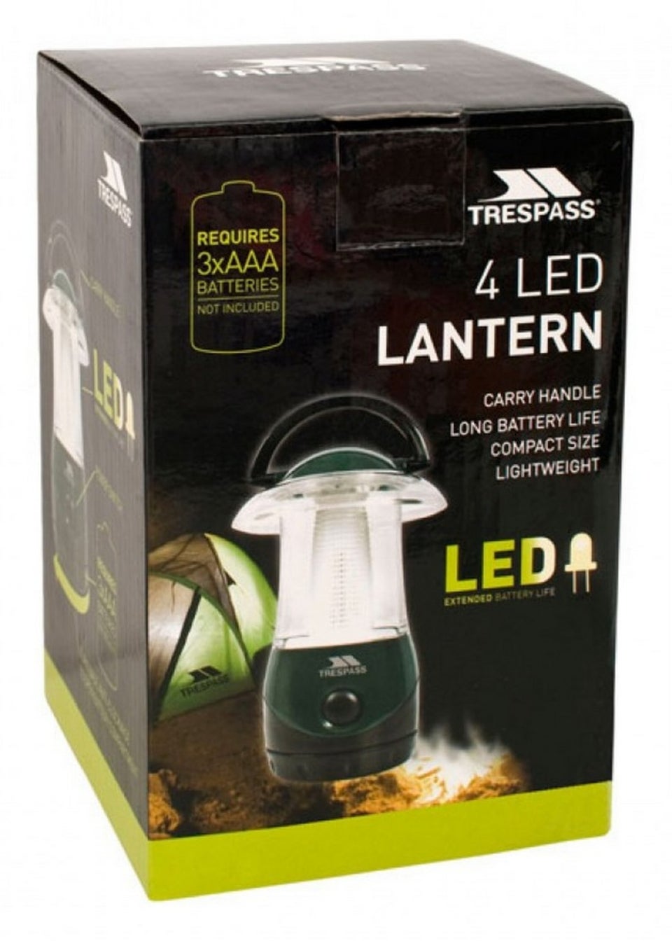 Trespass Dark Green Embers 4 LED Battery Lightweight Lantern