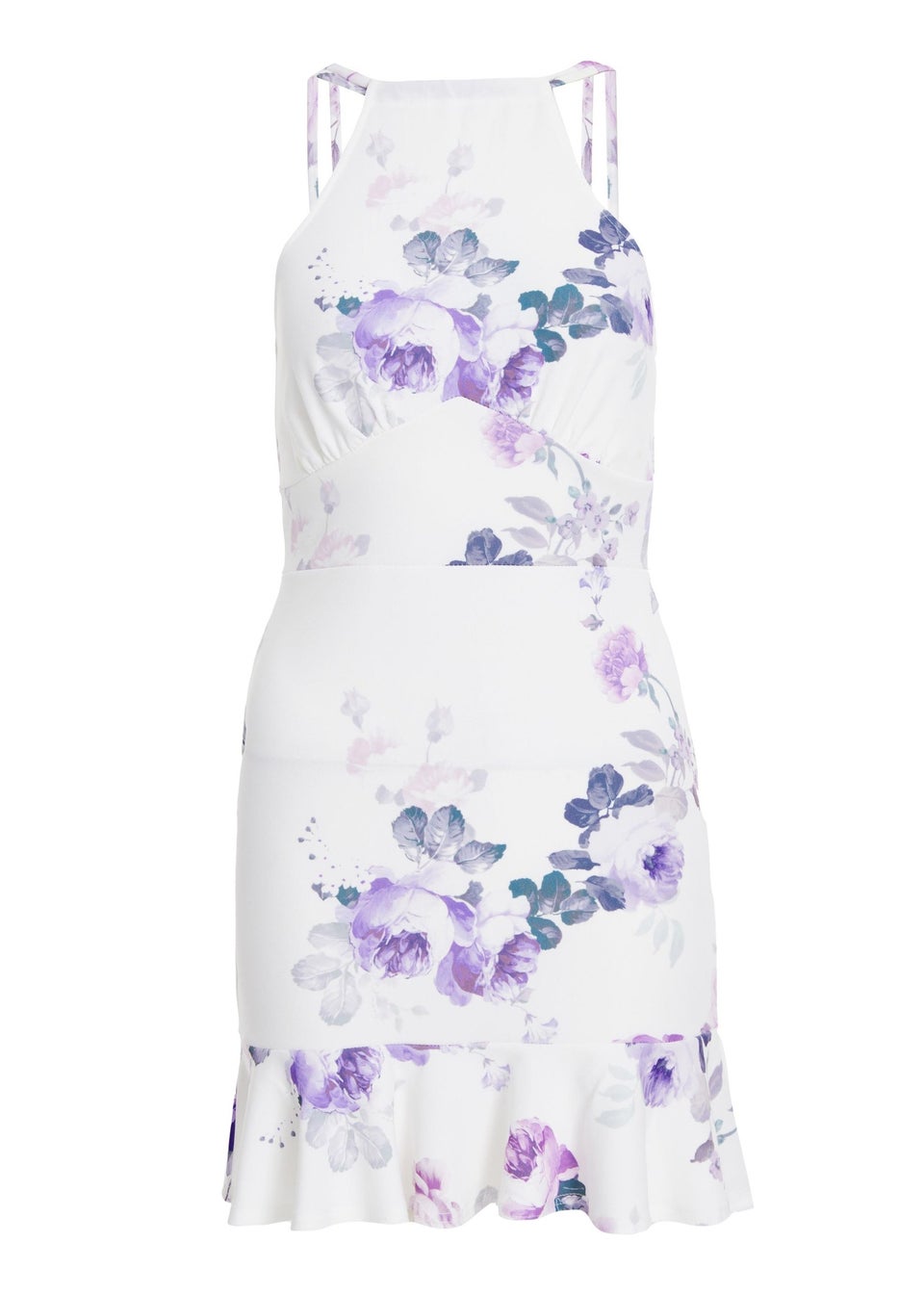 Quiz Purple Petite Floral Bodycon Dress