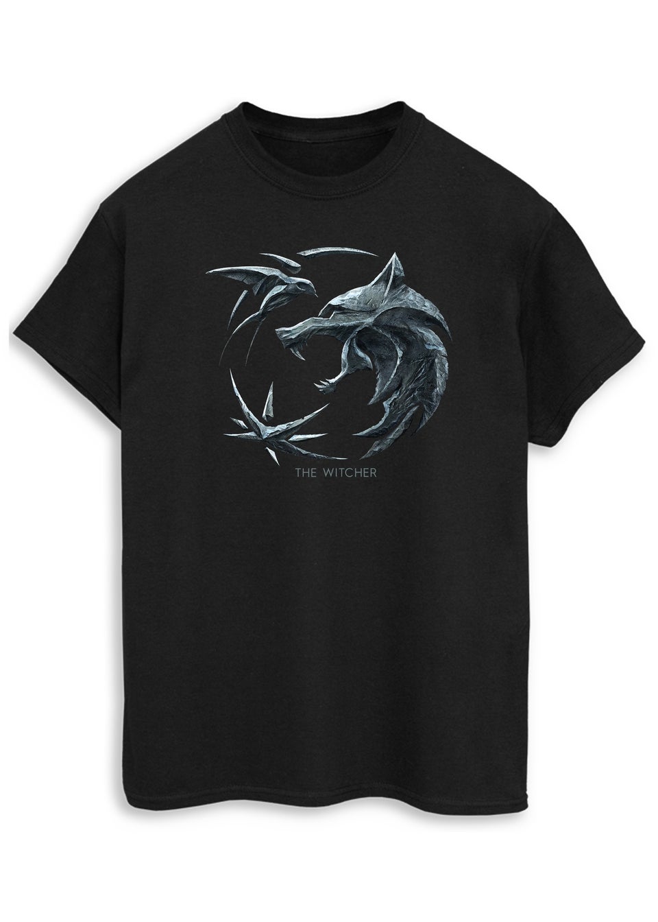 The Witcher Wolf Logo Black Printed T-Shirt