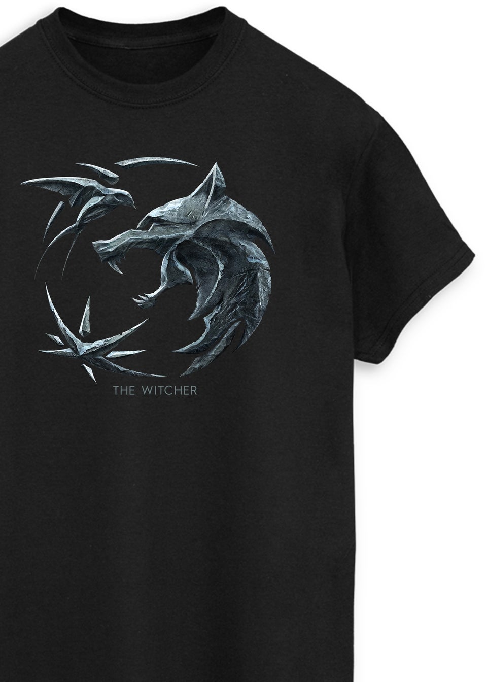The Witcher Wolf Logo Black Printed T-Shirt