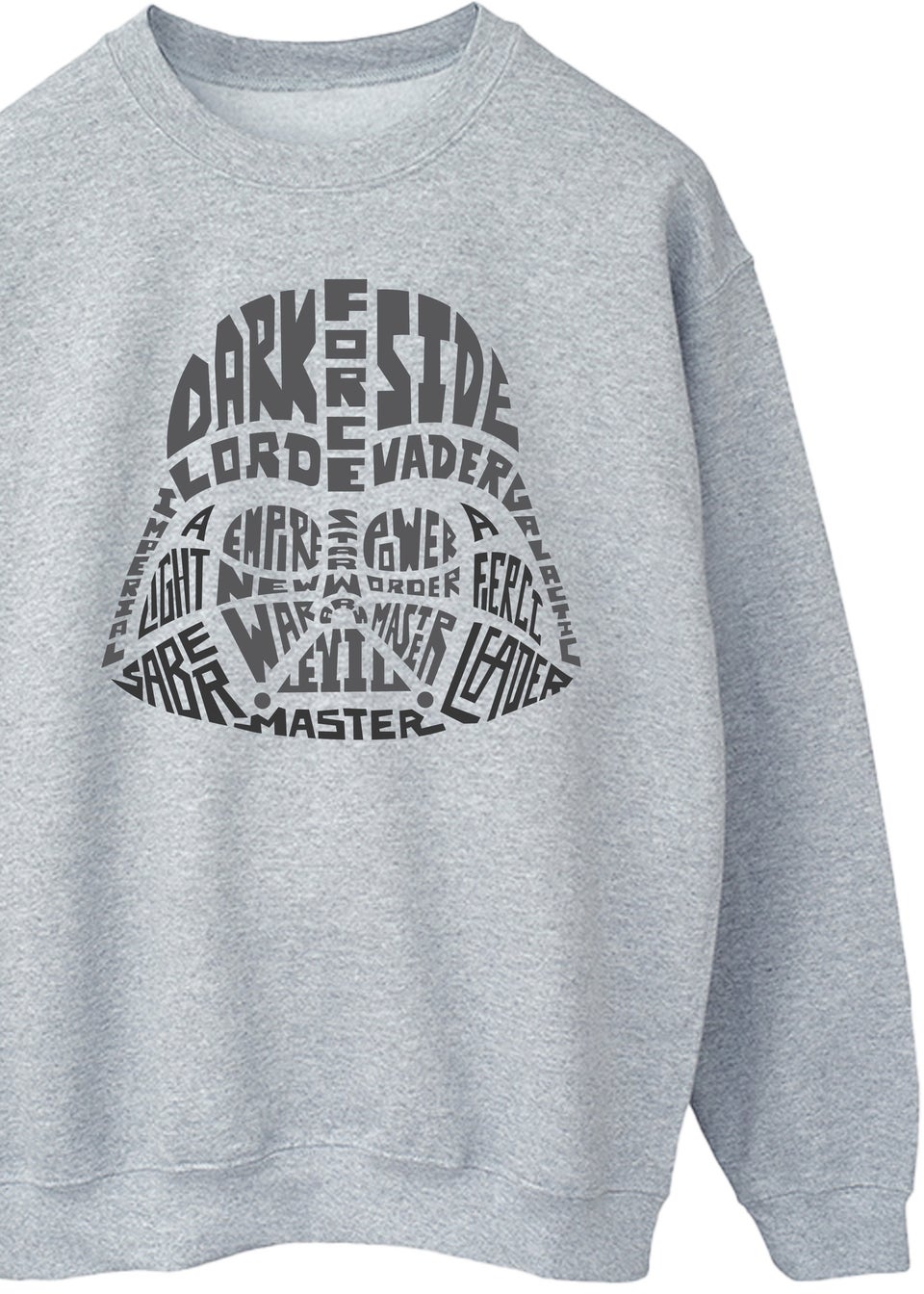 Star Wars Darth Vader Text Head Heather Grey Printed Sweatshirt