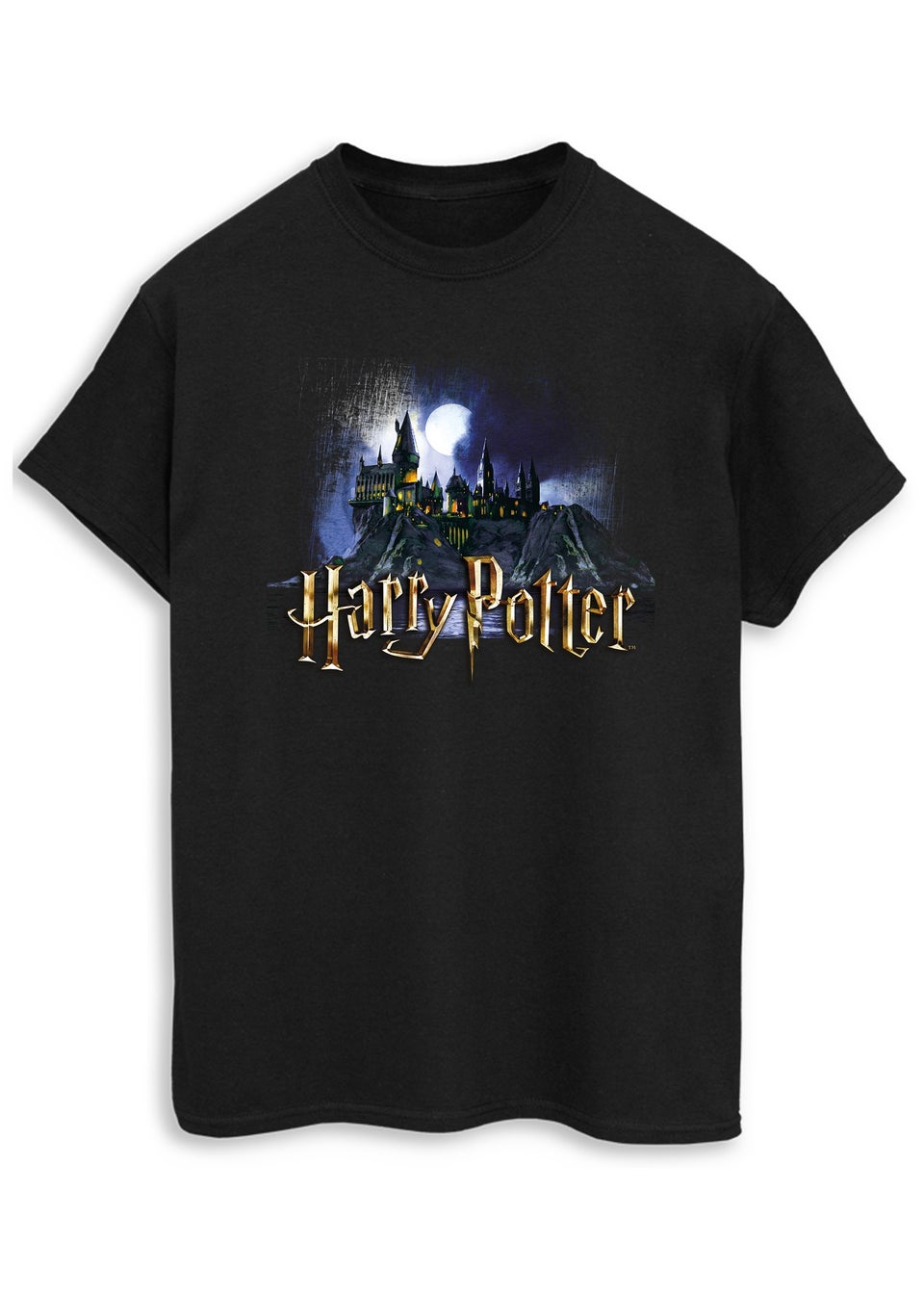 Harry Potter Hogwarts Castle Black Printed T-Shirt