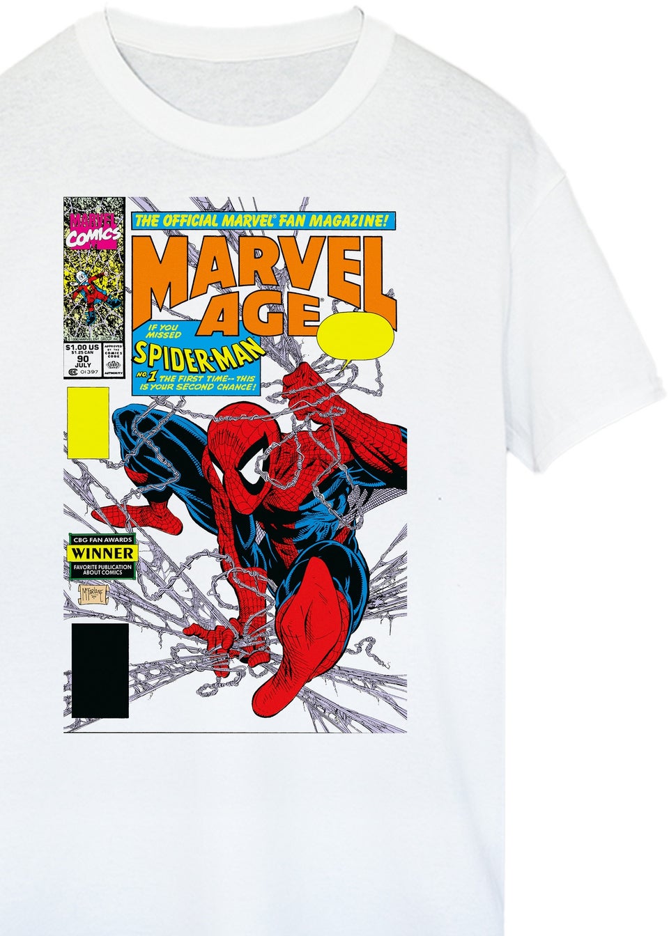 Marvel Spider-Man Age Comic Cover White Printed T-Shirt