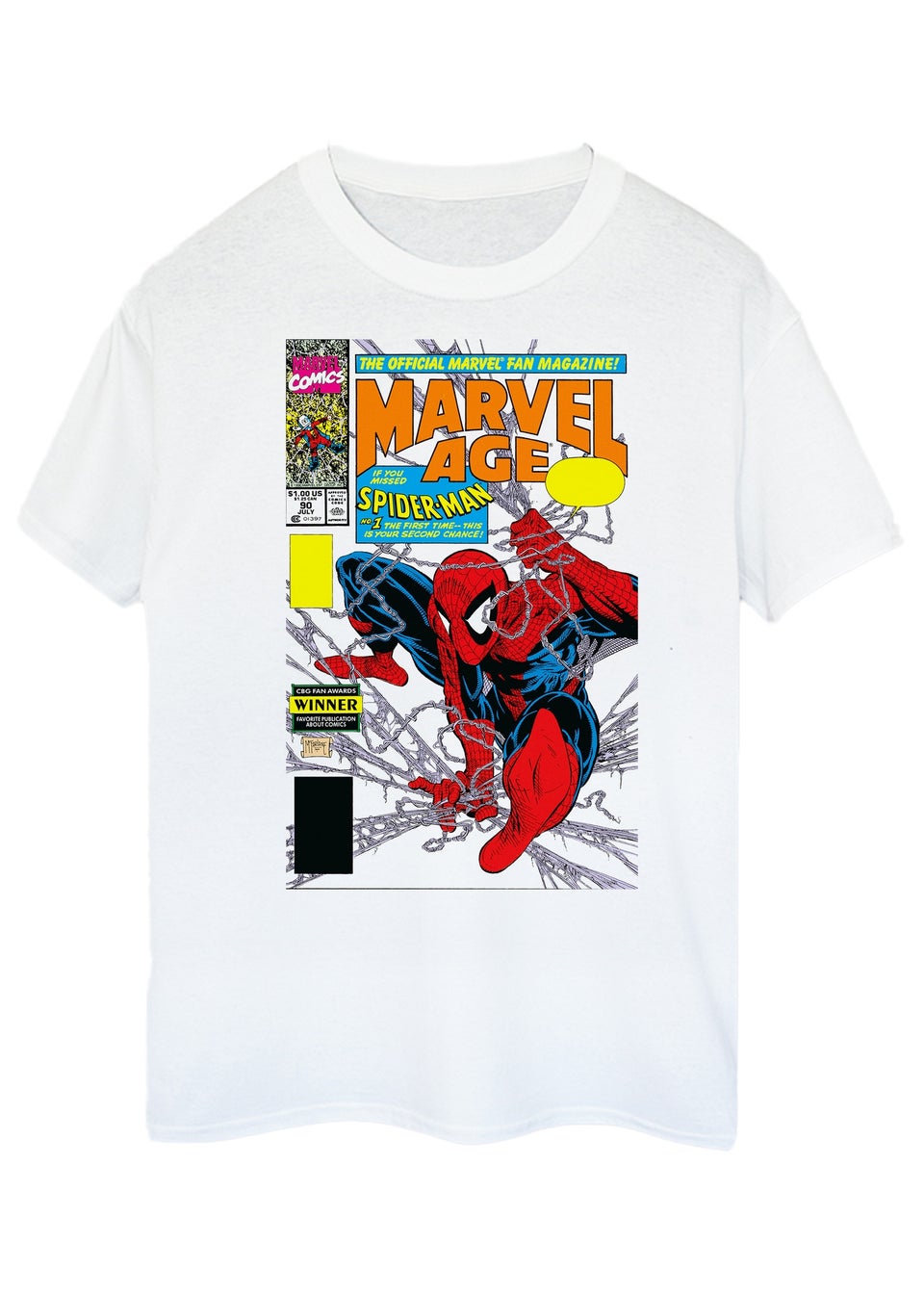 Marvel Spider-Man Age Comic Cover White Printed T-Shirt