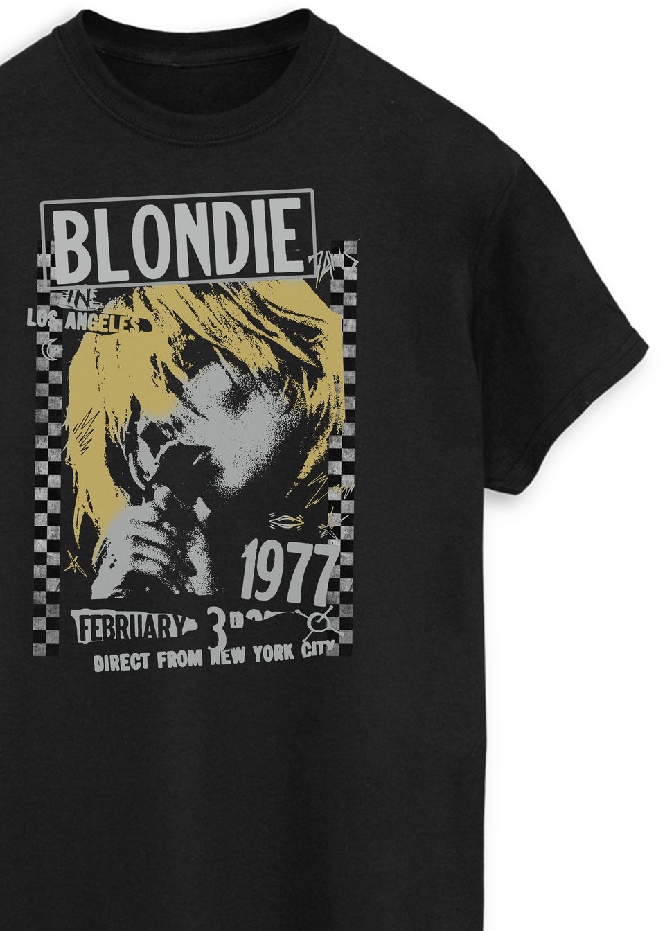 Blondie Los Angeles 1977 Women Black Printed Boyfriend Fit Music T-Shirt