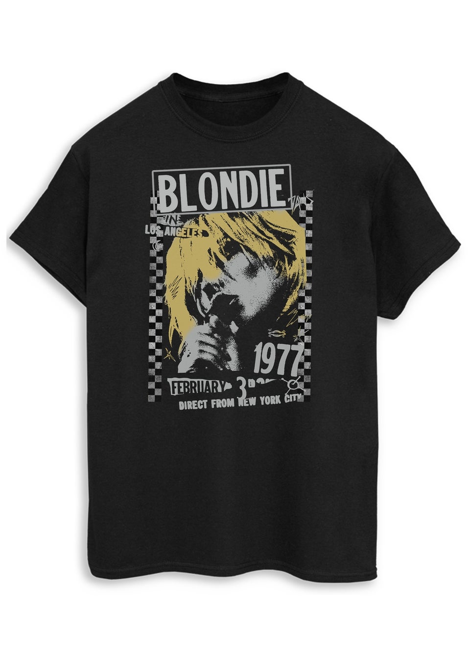 Blondie Los Angeles 1977 Women Black Printed Boyfriend Fit Music T-Shirt
