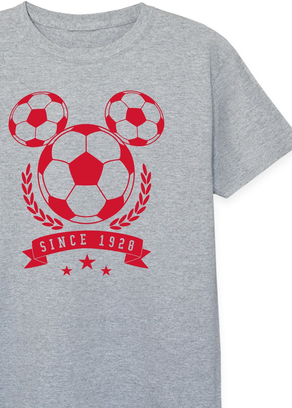 Disney Kids Heather Grey Mickey Mouse Football Head Printed T-Shirt (3-13 yrs)