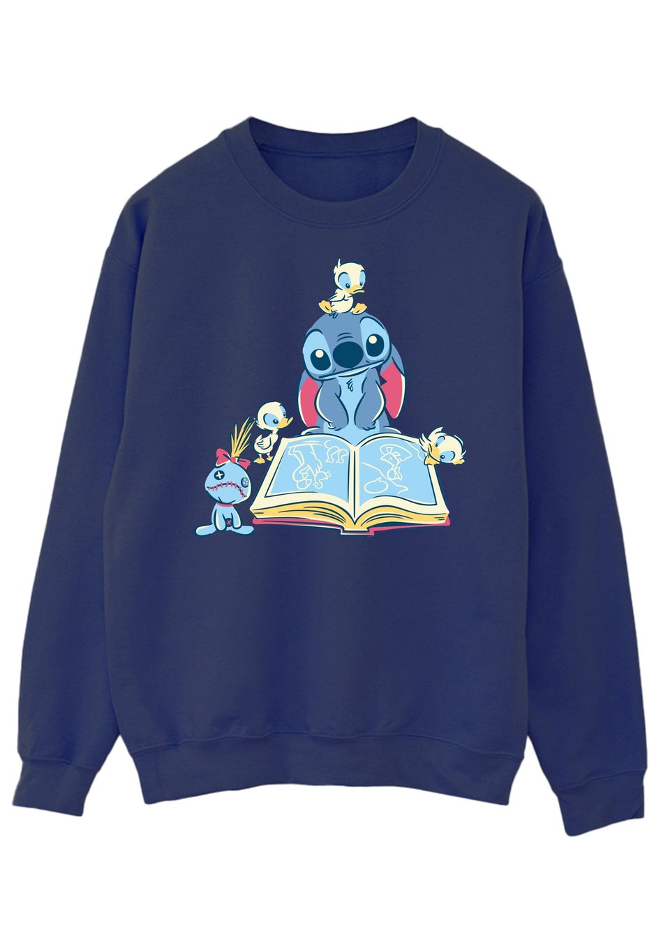 Disney Lilo & Stitch Reading A Book Navy Printed Sweatshirt